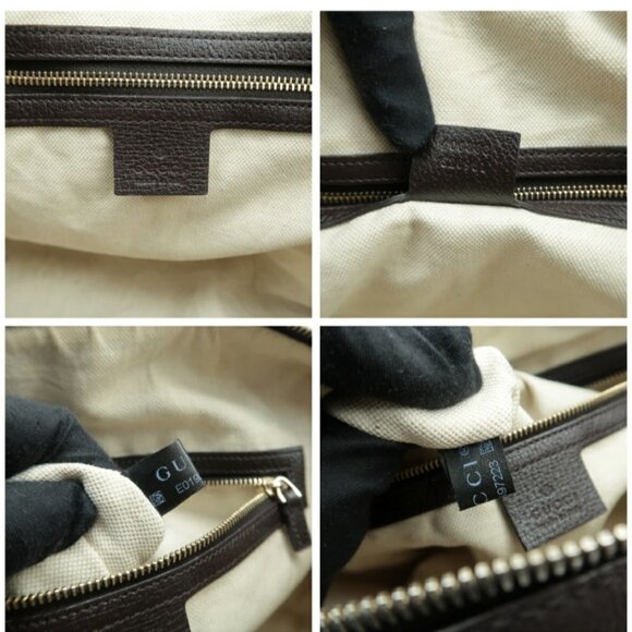 100% Authentic GUCCI Boston Brown Canvas Satchel Bag - Picture 11 of 12